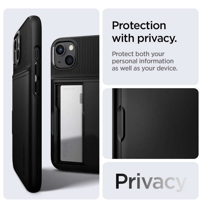 IPHONE 13 PREMIUM SLIM ARMOR CARD CASE BLACK | SPIGEN