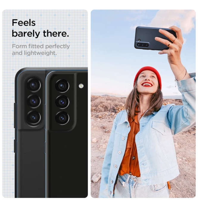 SAMSUNG GALAXY S21 FE PREMIUM SLIM THIN FIT CASE BLACK | SPIGEN