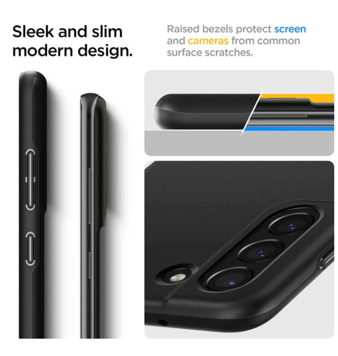 SAMSUNG GALAXY S21 FE PREMIUM SLIM THIN FIT CASE BLACK | SPIGEN