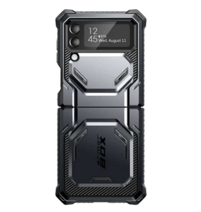 SAMSUNG GALAXY Z FLIP 4 PREMIUM FULL BODY ARMORBOX PROTECTIVE HOLSTER CASE BLACK | I-BLASON