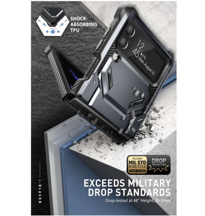 SAMSUNG GALAXY Z FLIP 4 PREMIUM FULL BODY ARMORBOX PROTECTIVE HOLSTER CASE BLACK | I-BLASON