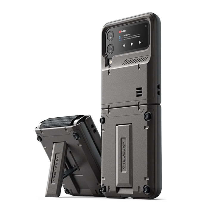 SAMSUNG GALAXY Z FLIP 4 PREMIUM RUGGED HARD DROP ROBOT VIBE CASE BLACK | VRS DESIGN