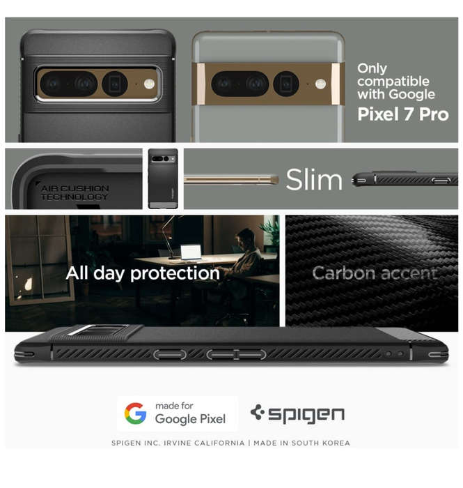 GOOGLE PIXEL 7 PRO PREMIUM RUGGED ARMOR CASE BLACK | SPIGEN