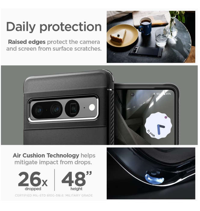 GOOGLE PIXEL 7 PRO PREMIUM RUGGED ARMOR CASE BLACK | SPIGEN