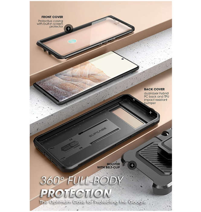 GOOGLE PIXEL 7 PRO FULL BODY RUGGED PROTECTIVE CASE BLACK | SUPCASE
