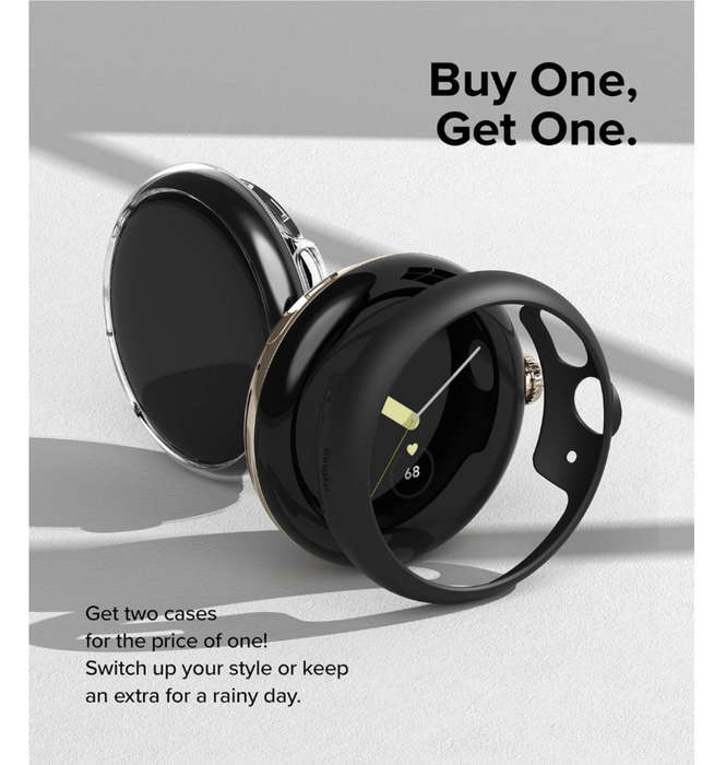 GOOGLE PIXEL WATCH PREMIUM SLIM PROTECTIVE CASE BLACK/CLEAR 2PK | RINGE