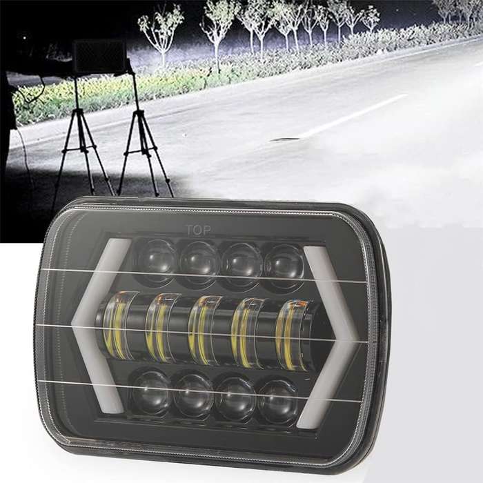300W 7 inch LED Car Headlight Aluminum Shell Square (Single)