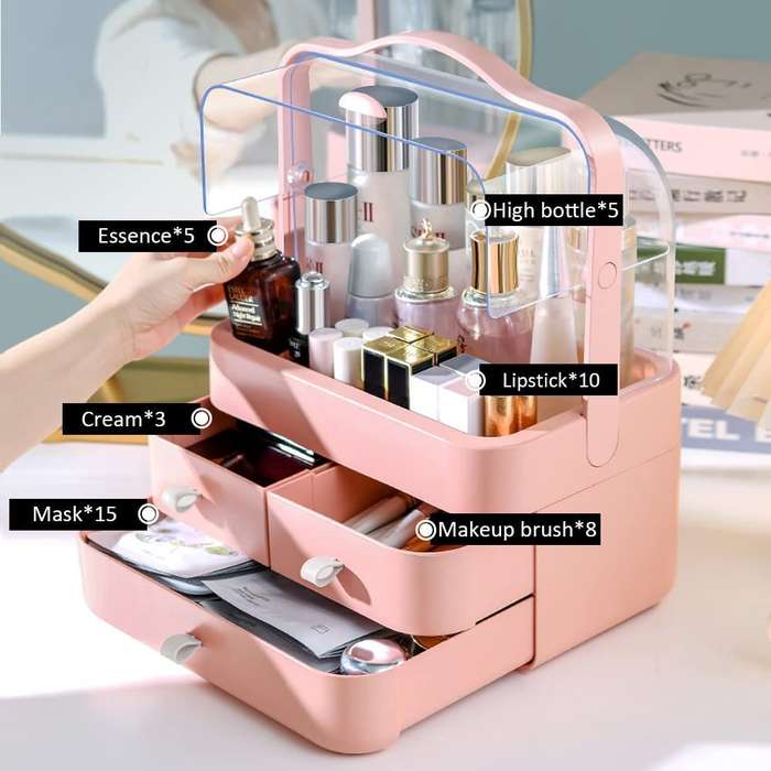 Cosmetics Storage Case With 3 Drawers