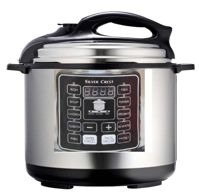 SilverCrest 6L MultiFunction Digital Smart Pressure Cooker - Stainless Steel