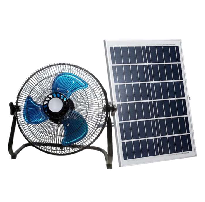 12 Inch Rechargeable Solar Fan 10W Solar Panel 12W 9V 3 Speed Oscillatiing
