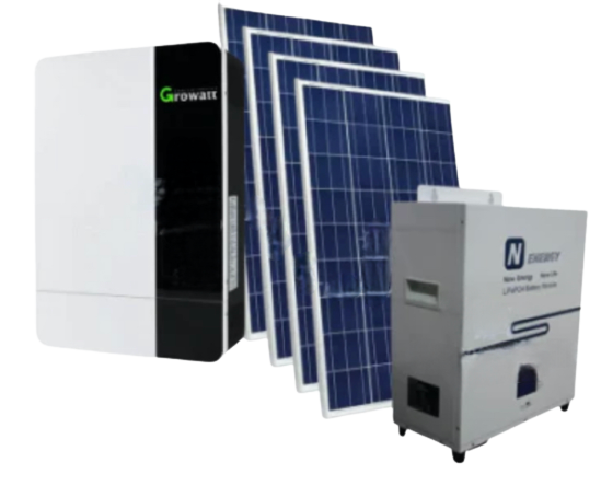 5kva 48v growatt inverter + 4.8kwh 48v N-energy lithium battery + 4x 550W solar panel combo
