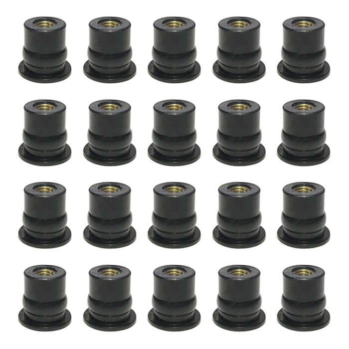 20 in 1 M6 Universal Motorcycle Windshield Brass Nuts, M6