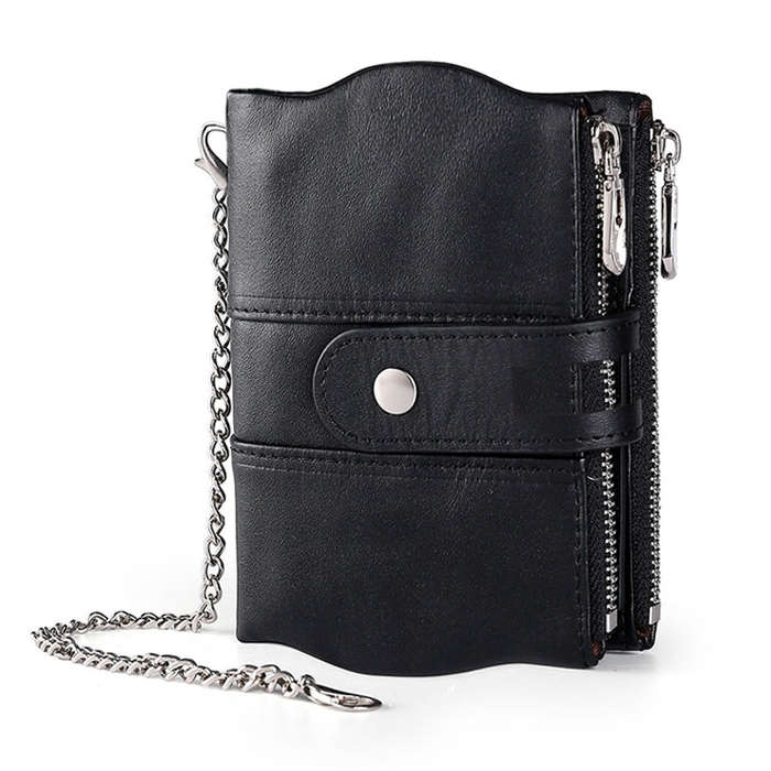 LT3539 Cowhide Leather Zipper Buckle Anti-magnetic RFID Wallet Clutch Bag for Men, with Card Slot...