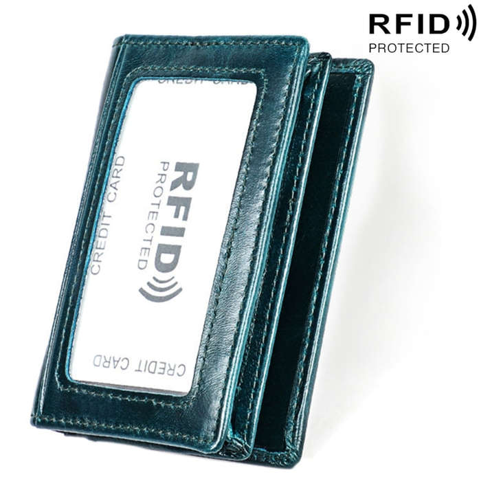 KB86 Genuine Cowhide Leather Solid Color Card Holder Wallet RFID Blocking Coin Purse Card Bag Pro...