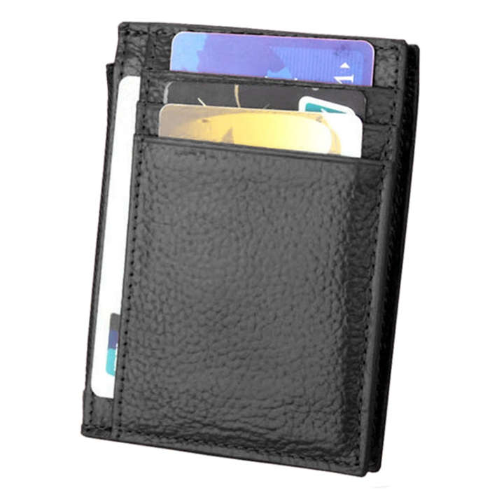 Cowhide Leather Solid Color Zipper Card Holder Wallet RFID Blocking Coin Purse Card Bag Protect C...