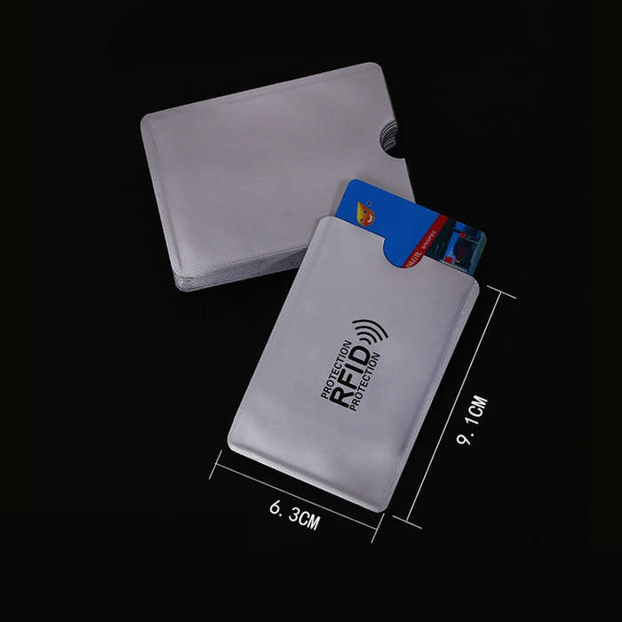 Aluminum Foil RFID Blocking Credit Card ID Bank Card Case Card Holder Cover, Size: 9.1*6.3cm, RFI...