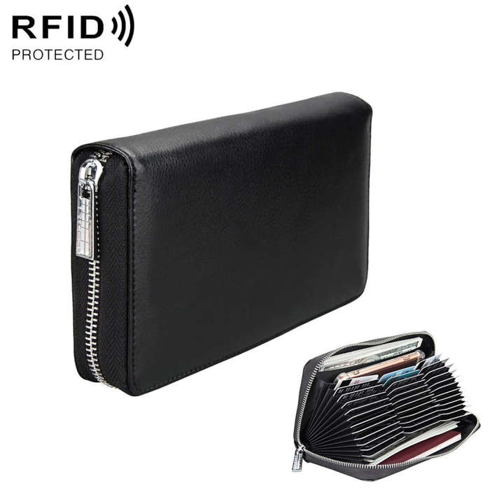 Antimagnetic RFID Large Capacity Long Style Genuine Leather Passport Package / Multifunctional an...