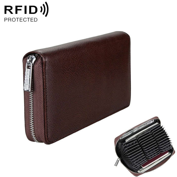 Antimagnetic RFID Large Capacity Long Style Genuine Leather Passport Package / Multifunctional an...