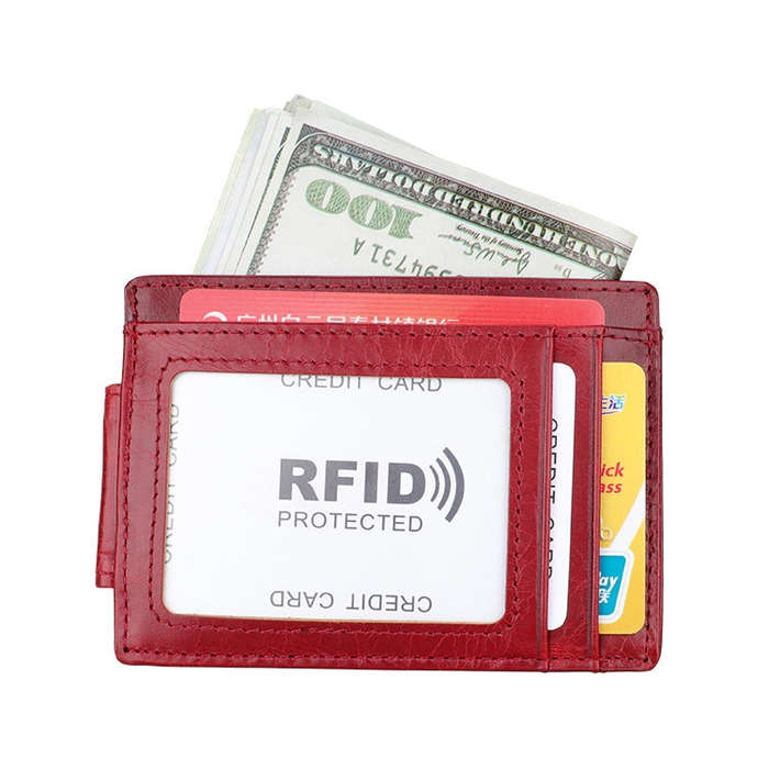 KB80 Antimagnetic RFID Crazy Horse Texture Oil Wax Leather Card Holder Wallet Billfold for Men an...