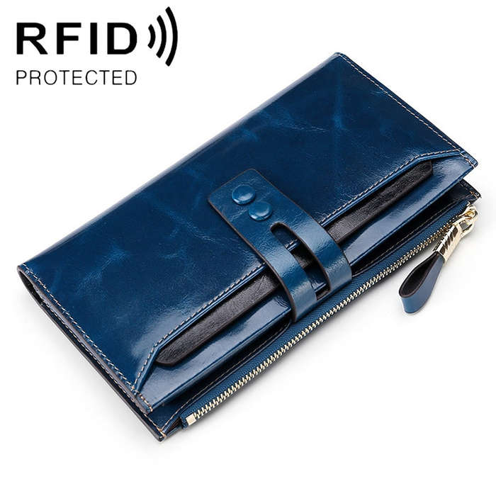 8239 Antimagnetic RFID Multi-function Leather Lady Wallet Large-capacity Purse with Detachable Ca...