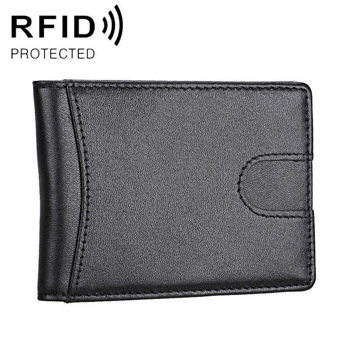 9601 Antimagnetic RFID Mini Crazy Horse Texture Leather Wallet Billfold, 9601