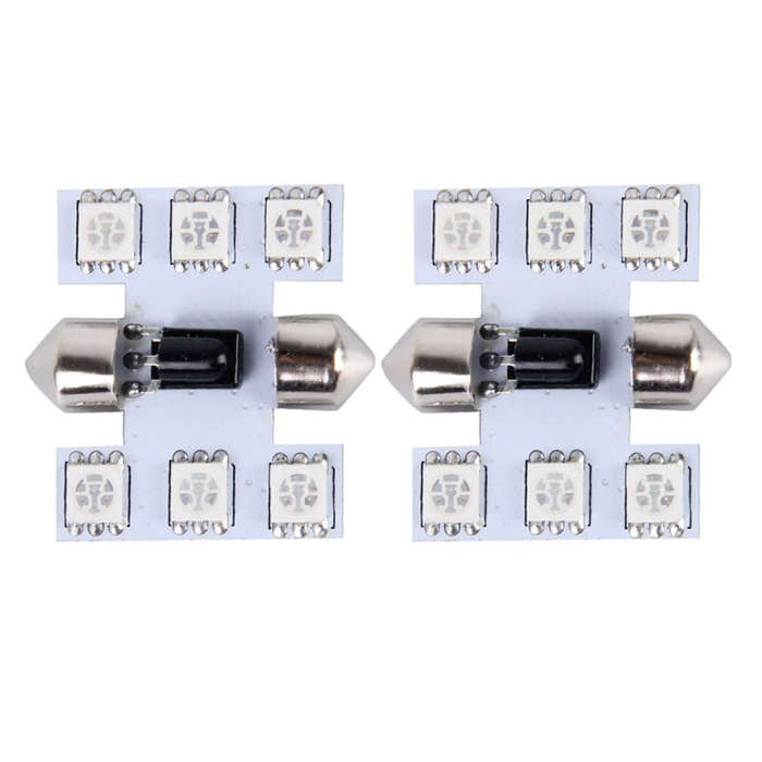 2 PCS Colorful 31MM Bicuspid Remote Control Car Dome Lamp LED Reading Light with 6 LED Lights, 31...