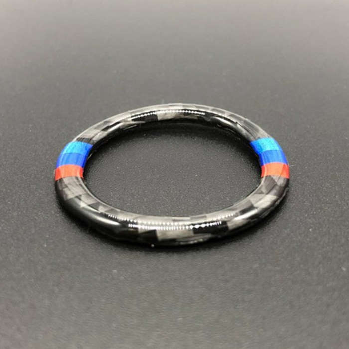 Car Carbon Fiber Soft Panel Engine Start Key Push Button Ring Trim Decorative Sticker for BMW E90...