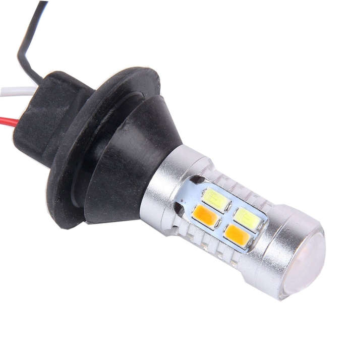 2 PCS 1156/BA15S/BAU15S 10W 1000LM 6000K White + Yellow Light DRL&Turn Light with 20 SMD-5730-LED...