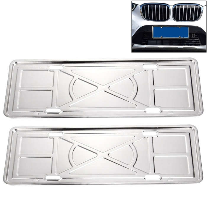 2 PCS Car License Plate Aluminium Alloy Bracket Frame Holder Stand Mount(Silver), Aluminium Alloy...