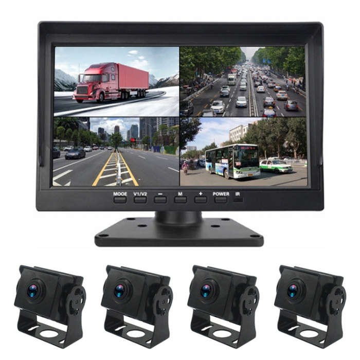 PZ612-4AHD IP67 120 Degree Car AHD 1080P 2 Megapixels 10 inch 4-Way Rearview Mirror Monitor, Nigh...