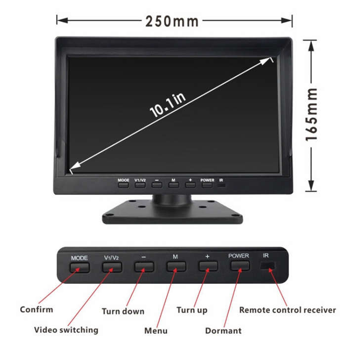 PZ612-4AHD IP67 120 Degree Car AHD 1080P 2 Megapixels 10 inch 4-Way Rearview Mirror Monitor, Nigh...