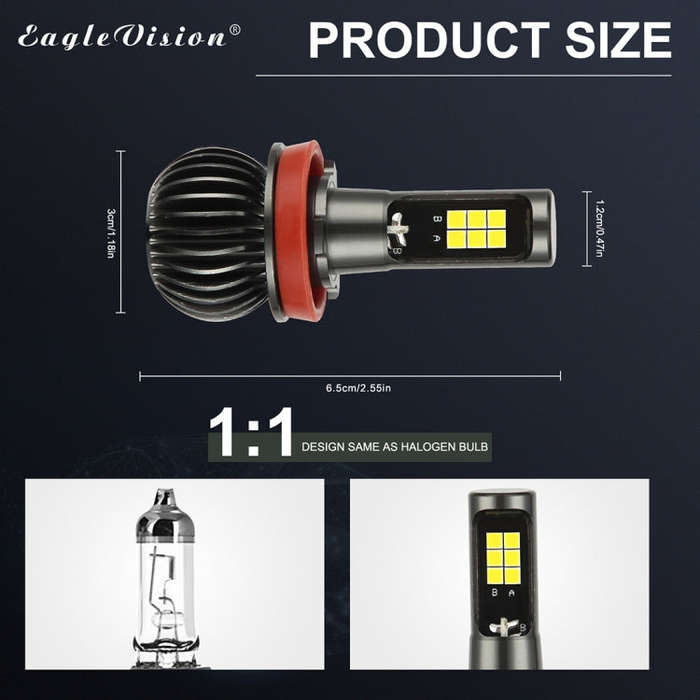 2 PCS EV15 H8 / H11 DC9-32V / 6W / IP67 Car LED Double Color Fog Light, Cold White Light + Amber ...