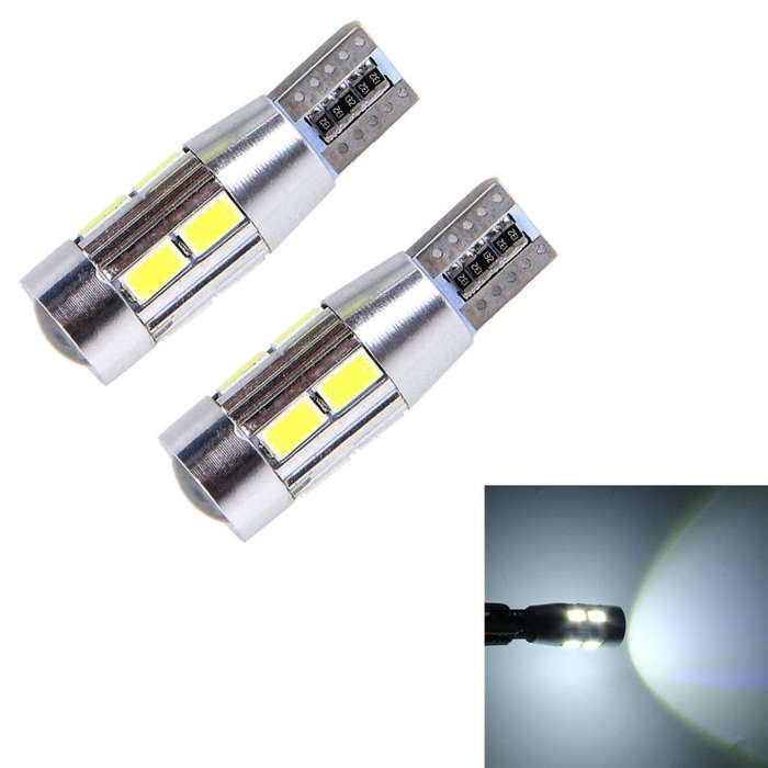 2 PCS T10 6W 10 SMD 5630 LED Error-Free Canbus Car Clearance Lights Lamp, DC 12V, 5630-10smd LED,...