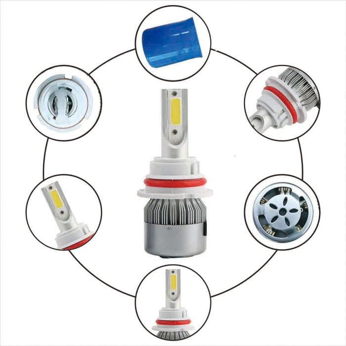 2pcs 9004 18W 1800LM 6000K Waterproof IP68 Car Auto LED Headlight with 2 COB LED Lamps, DC 9-36V,...