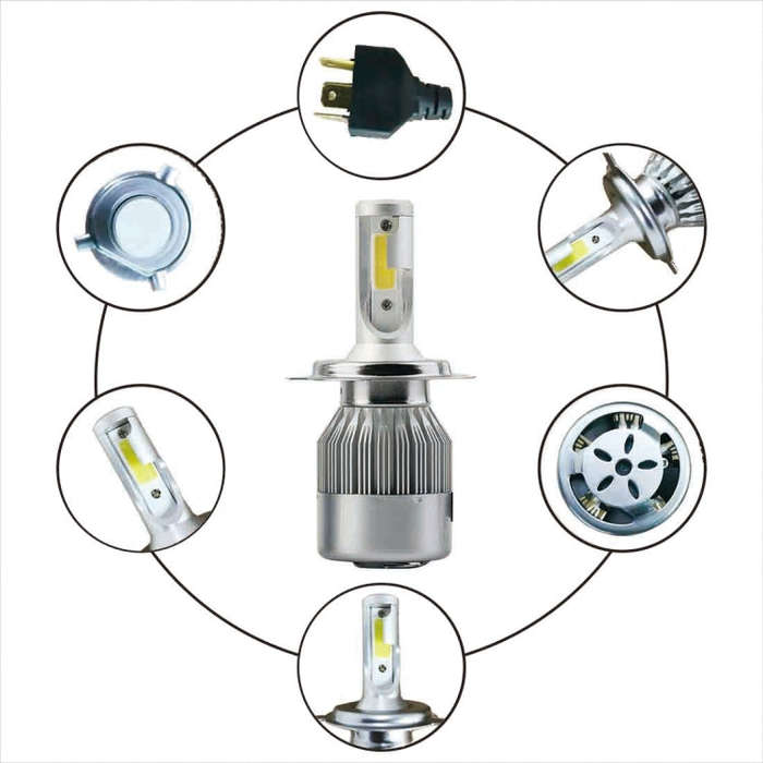 2pcs H4 18W 1800LM 6000K Waterproof IP68 Car Auto LED Headlight with 2 COB LED Lamps, DC 9-36V, H4