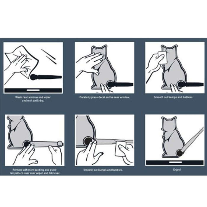 Vehicle Car Rear Windshield Window Wiper Reflective Self-Adhesive Cat Moving Tail Vinyl Decal Sti...
