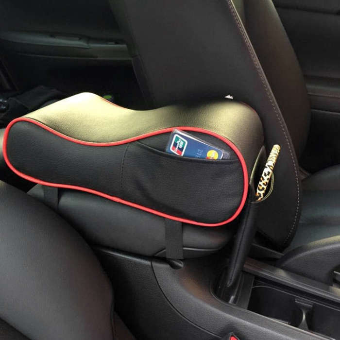 Universal Car PU Leather and Memory Foam Wrapped Armrest Box Car Armrest Box Mat with Phone Holde...