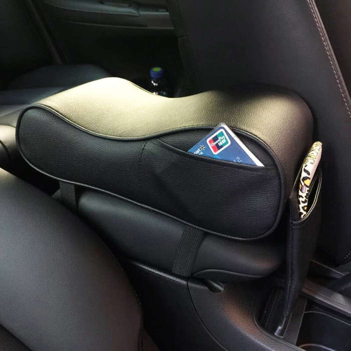 Universal Car PU Leather and Memory Foam Wrapped Armrest Box Car Armrest Box Mat with Phone Holde...