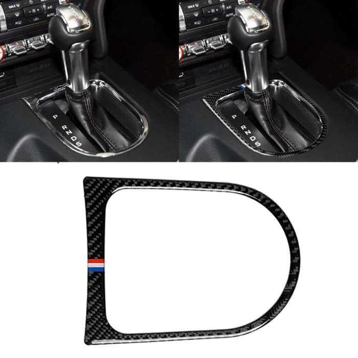 Car USA Color Carbon Fiber Shift Frame Decorative Sticker for Ford Mustang 2015-2017, Shift Frame