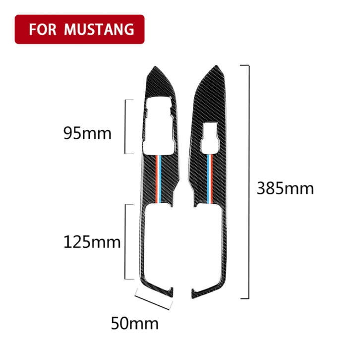 2 PCS Car USA Color Carbon Fiber Window Lift Panel Decorative Sticker for Ford Mustang 2015-2017,...