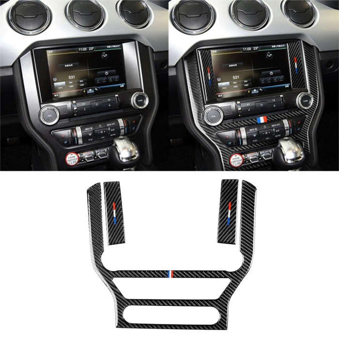 Car USA Color Carbon Fiber Central Control Panel Decorative Sticker for Ford Mustang 2015-2017, C...