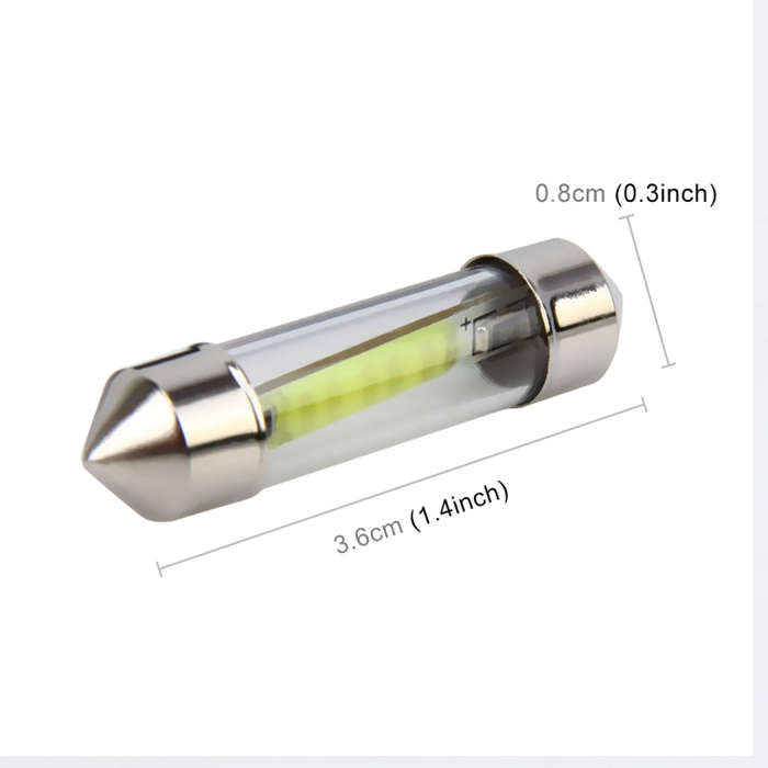 10 PCS 36mm 1W 6000K White Light Car Dome Lamp License LED Reading Light, DC 12V, 36mm