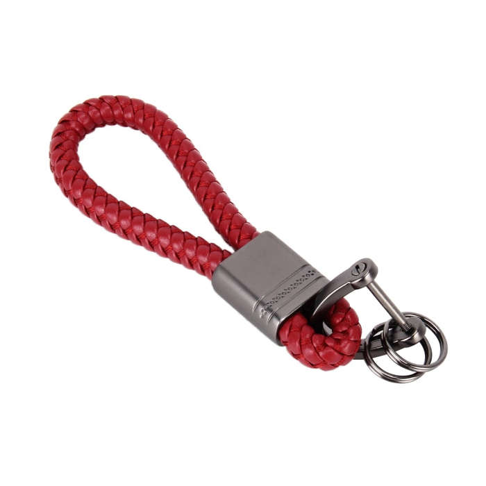 PU Leather Braided Strap Zinc Alloy Keychain Keyring, Random Color Delivery, Braided Strap