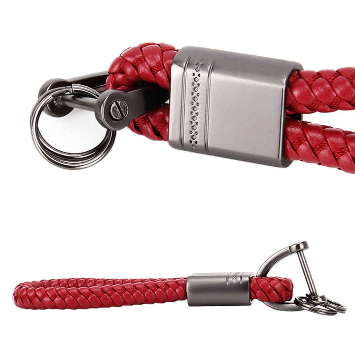 PU Leather Braided Strap Zinc Alloy Keychain Keyring, Random Color Delivery, Braided Strap
