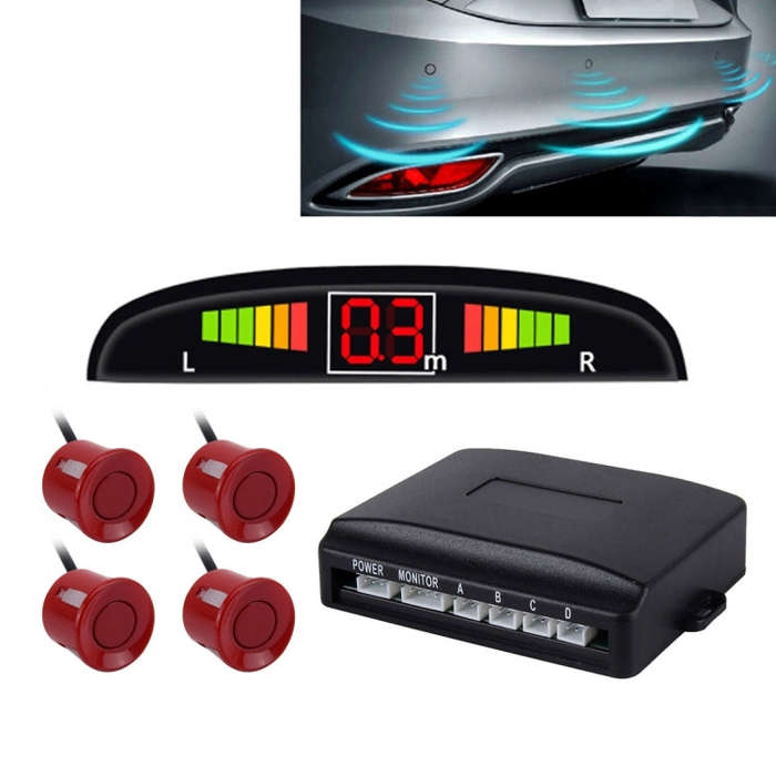 Car Buzzer Reverse Backup Radar System - Premium Quality 4 Parking Sensors Car Reverse Backup Rad...