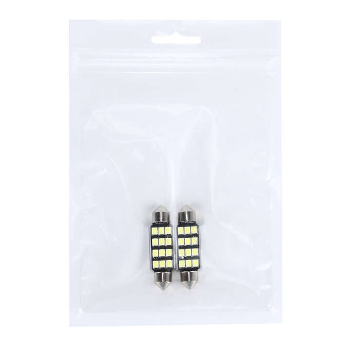 2 PCS 3.5W 250 LM 6000K 39MM 12 SMD-2835 LEDs Bicuspid Port Decoding Car Dome Lamp LED Reading Li...