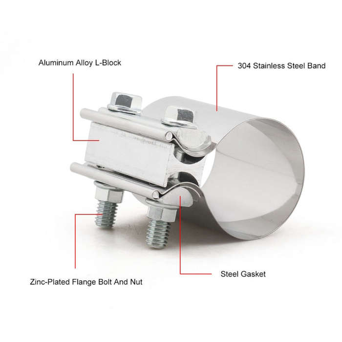 3 inch Car Turbo Exhaust Downpipe Stainless Steel Lap Joint Band Clamp, 3 inch