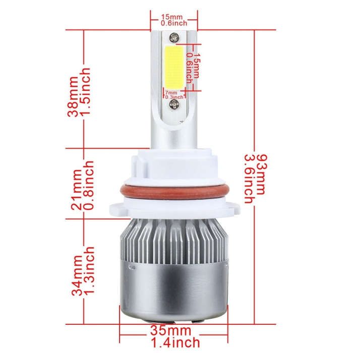 2 PCS 9007 18W 1800 LM 6000K IP68 Casnbus Constant Current Car LED Headlight with 2 COB Lamps, DC...