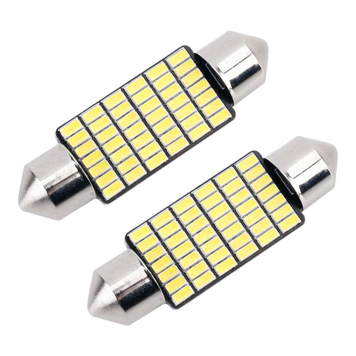2 PCS 39mm DC12V / 1.2W / 6000K / 80LM 42LEDs SMD-3014 Car License Plate Light / Dome Light, with...