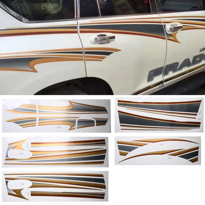 5 PCS SUV Body Decorative Strip Brand Car Streamline Shining Sticker for Toyota Prado4000 2011 Ve...